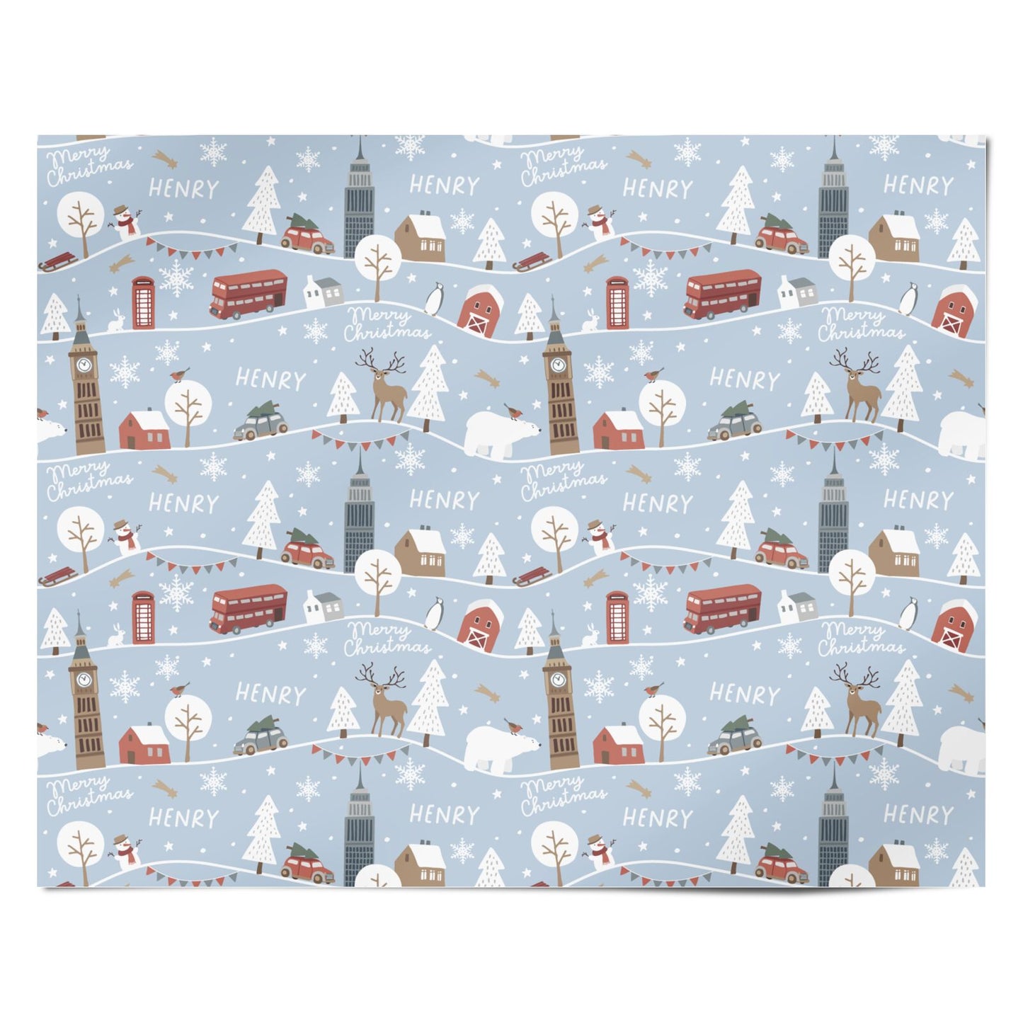 London Christmas Scene Personalised Personalised Wrapping Paper Alternative