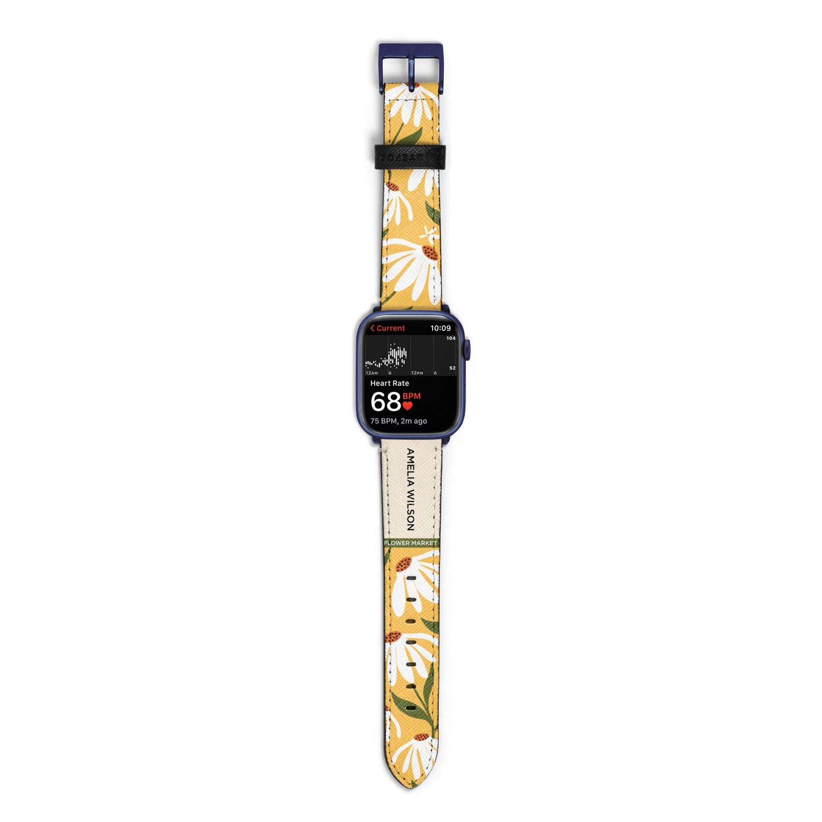 London Flower Market Apple Watch Strap Size 38mm with Blue Hardware