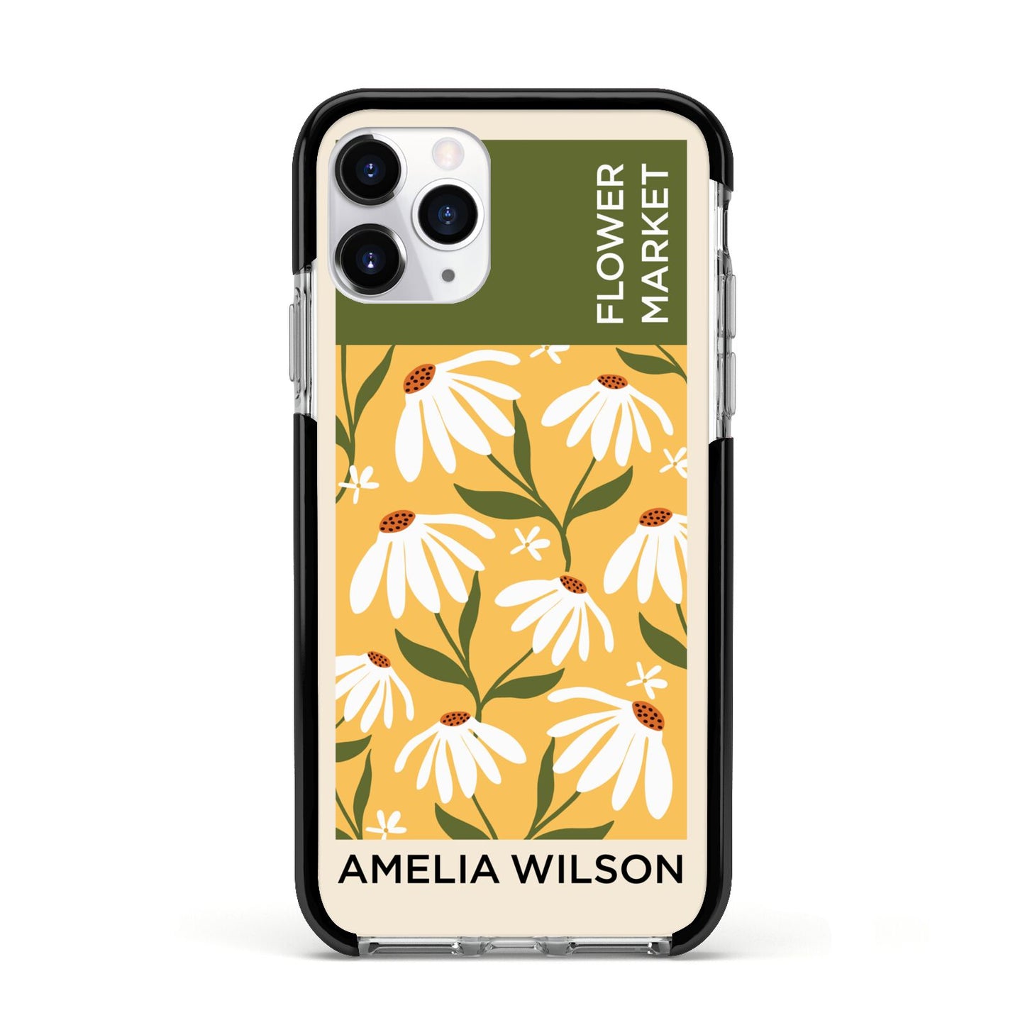 London Flower Market Apple iPhone 11 Pro in Silver with Black Impact Case