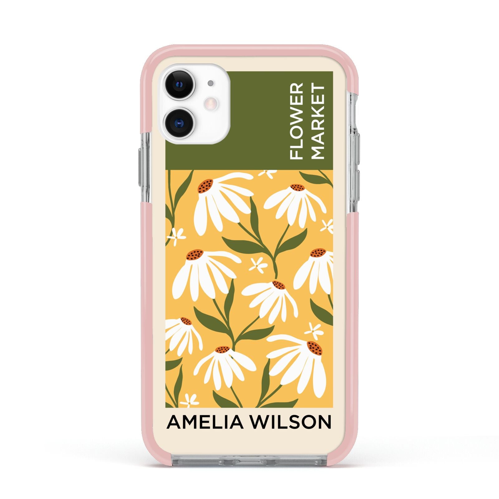 London Flower Market Apple iPhone 11 in White with Pink Impact Case