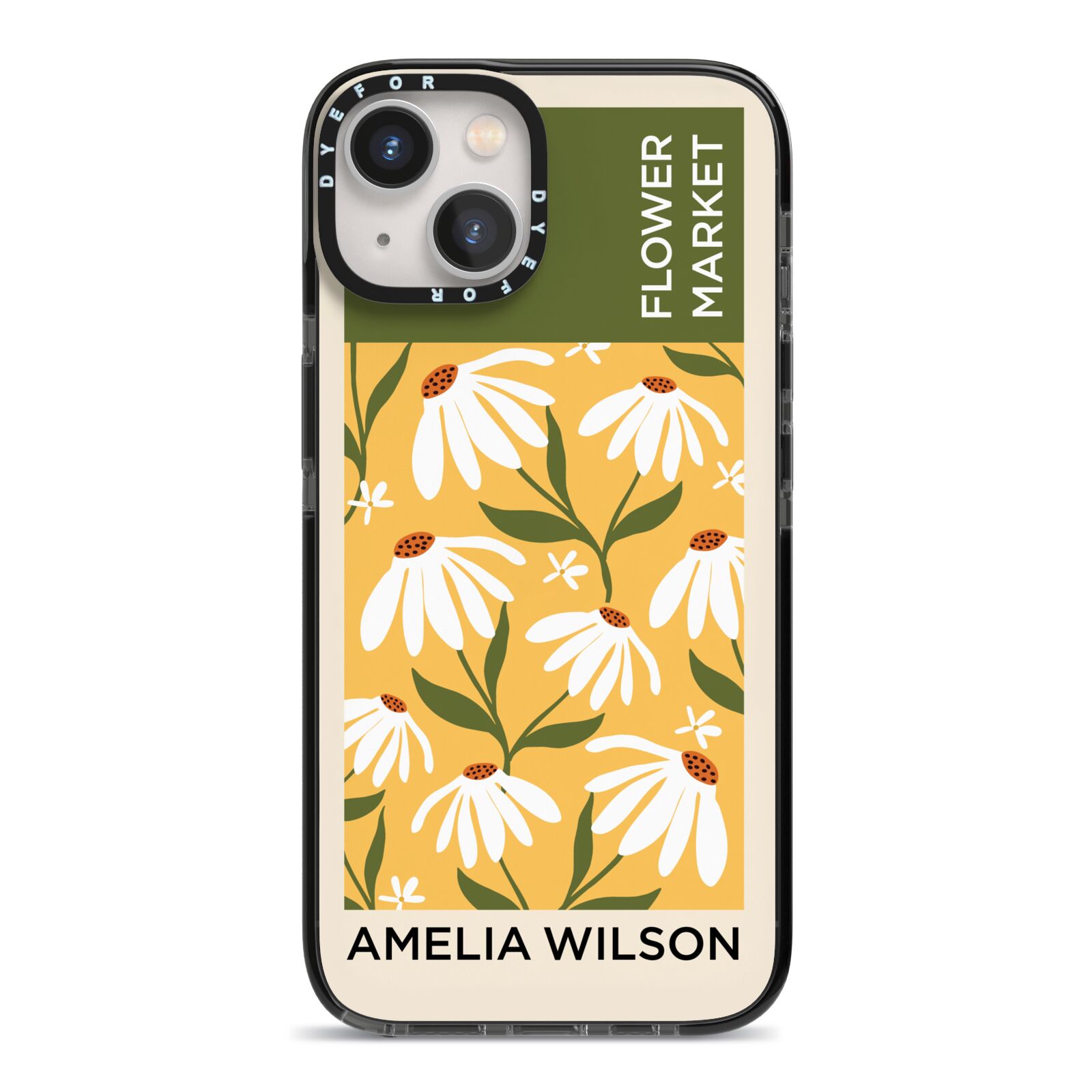 London Flower Market iPhone 13 Black Impact Case on Silver phone