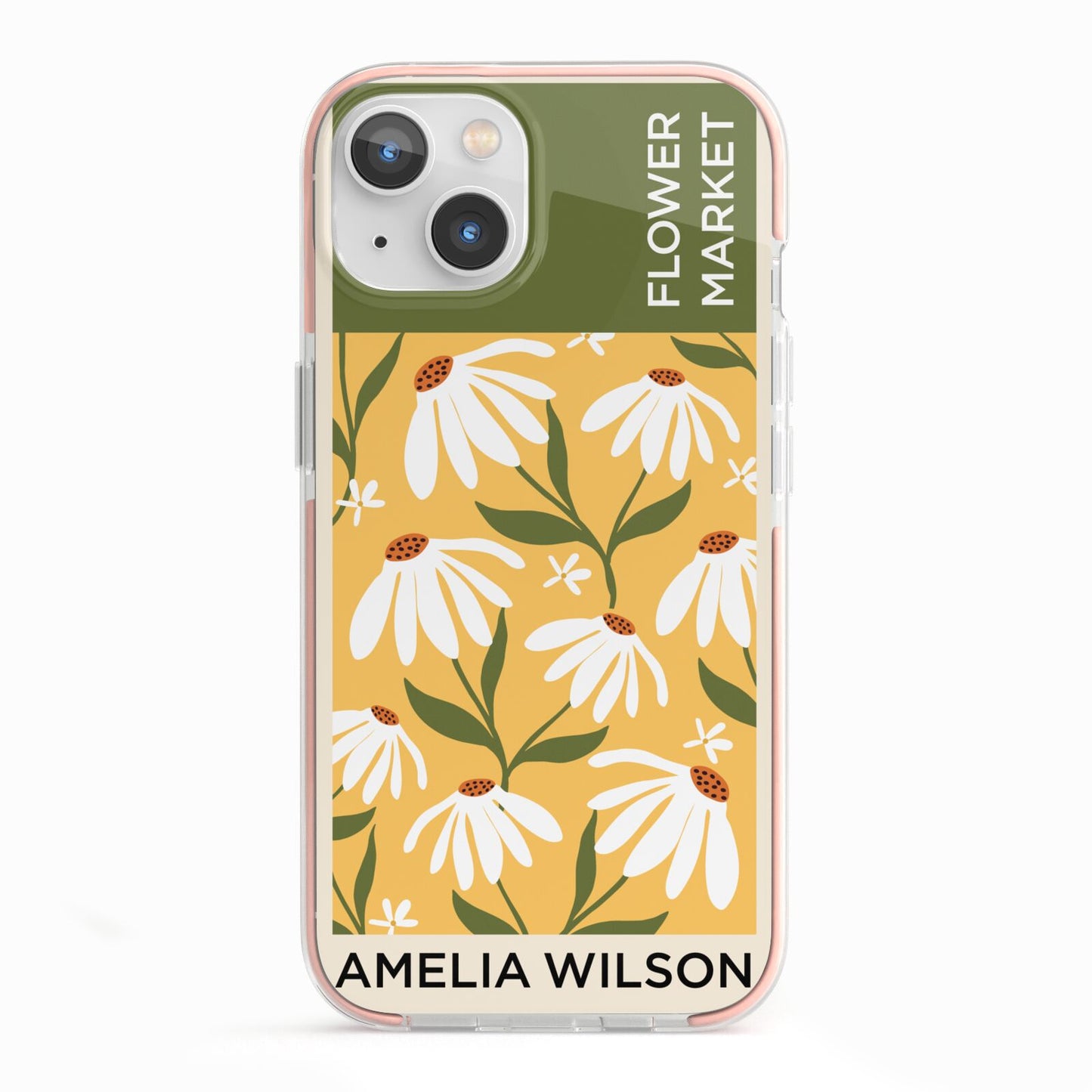 London Flower Market iPhone 13 TPU Impact Case with Pink Edges