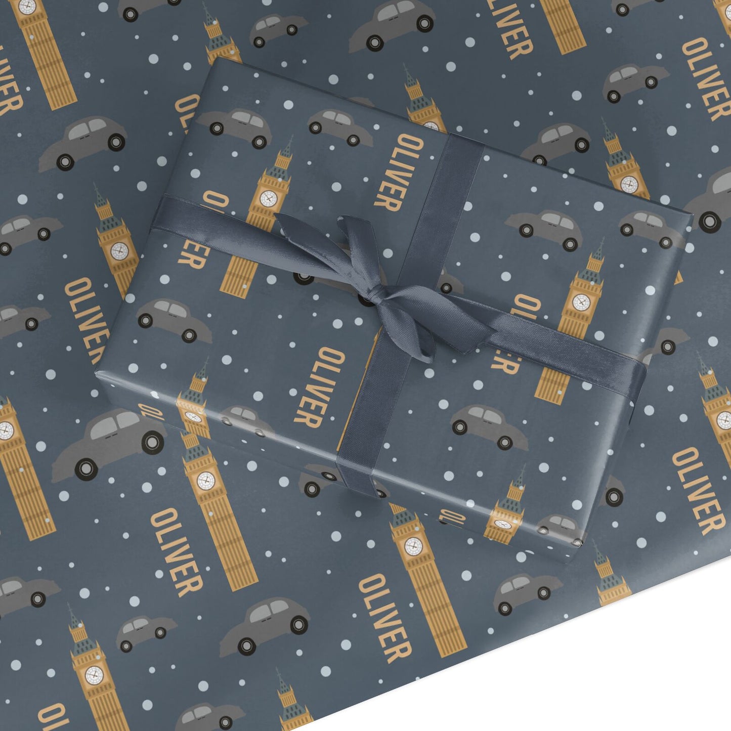 London Snow Scene with Name Custom Wrapping Paper
