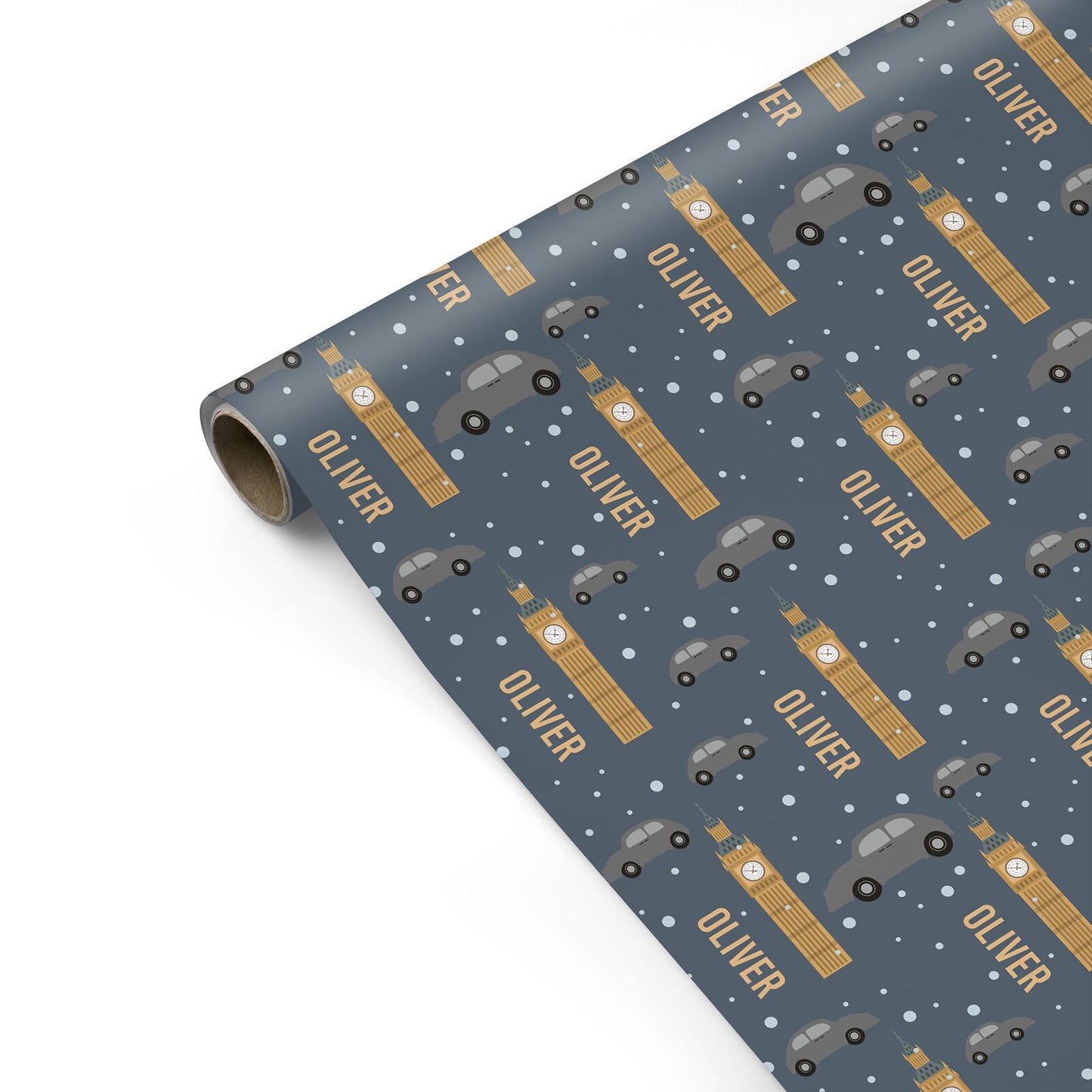 London Snow Scene with Name Personalised Gift Wrap