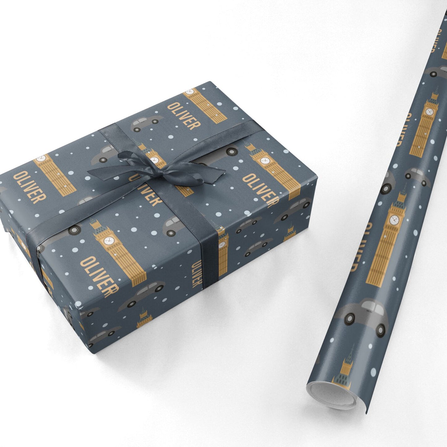 London Snow Scene with Name Personalised Wrapping Paper