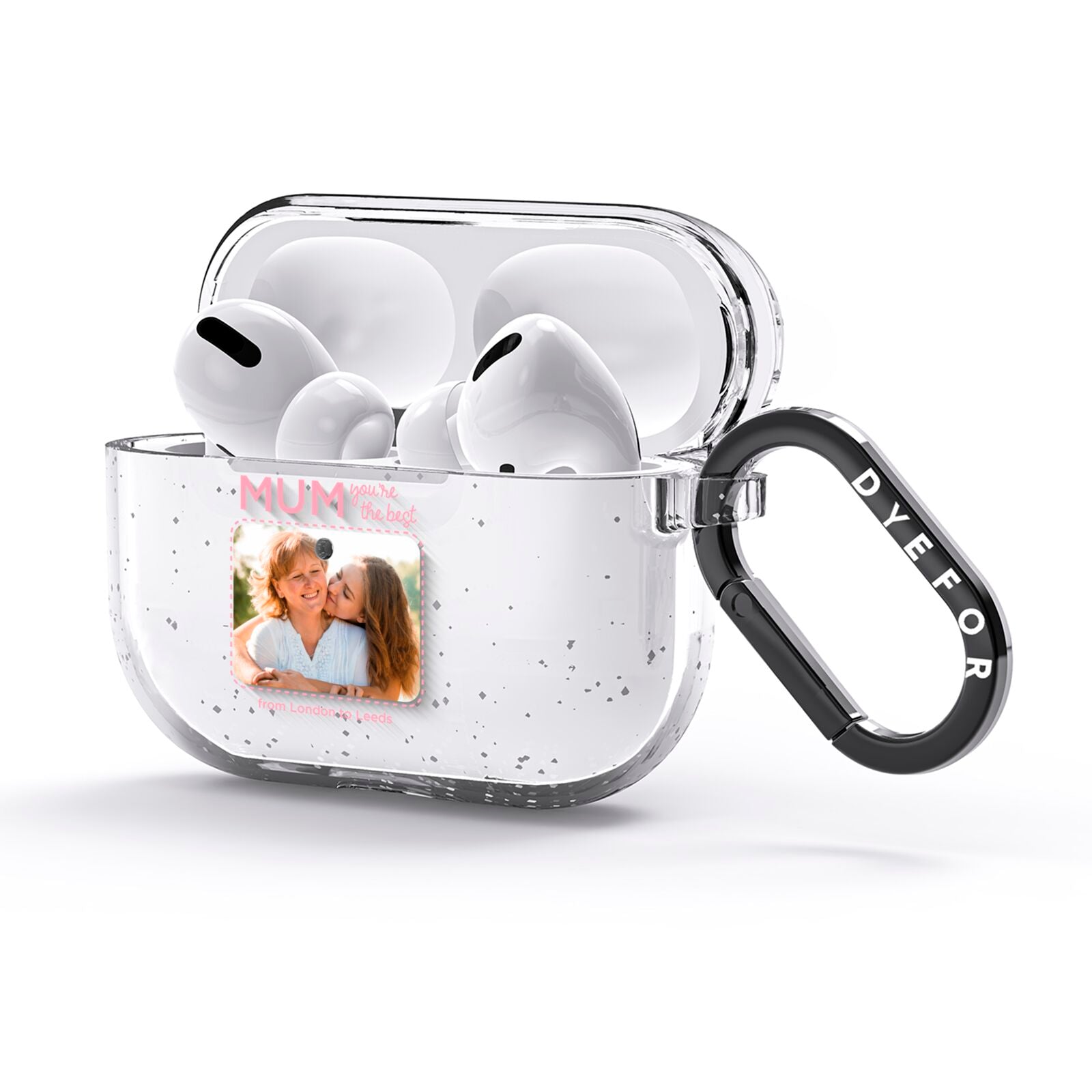 Long Distance Mothers Day Photo AirPods Glitter Case 3rd Gen Side Image