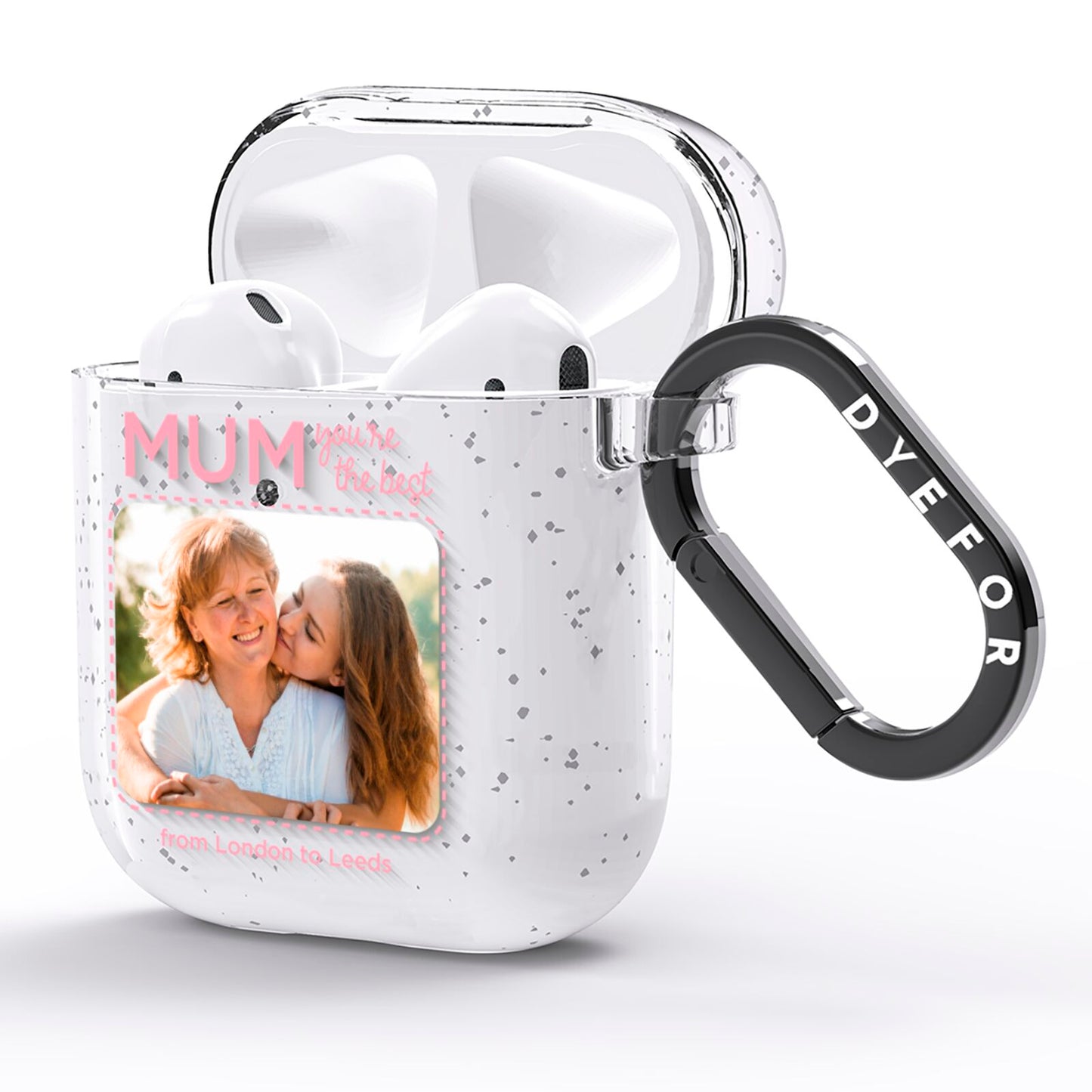 Long Distance Mothers Day Photo AirPods Glitter Case Side Image