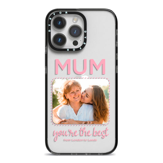 Long Distance Mothers Day Photo iPhone 14 Pro Max Black Impact Case on Silver phone