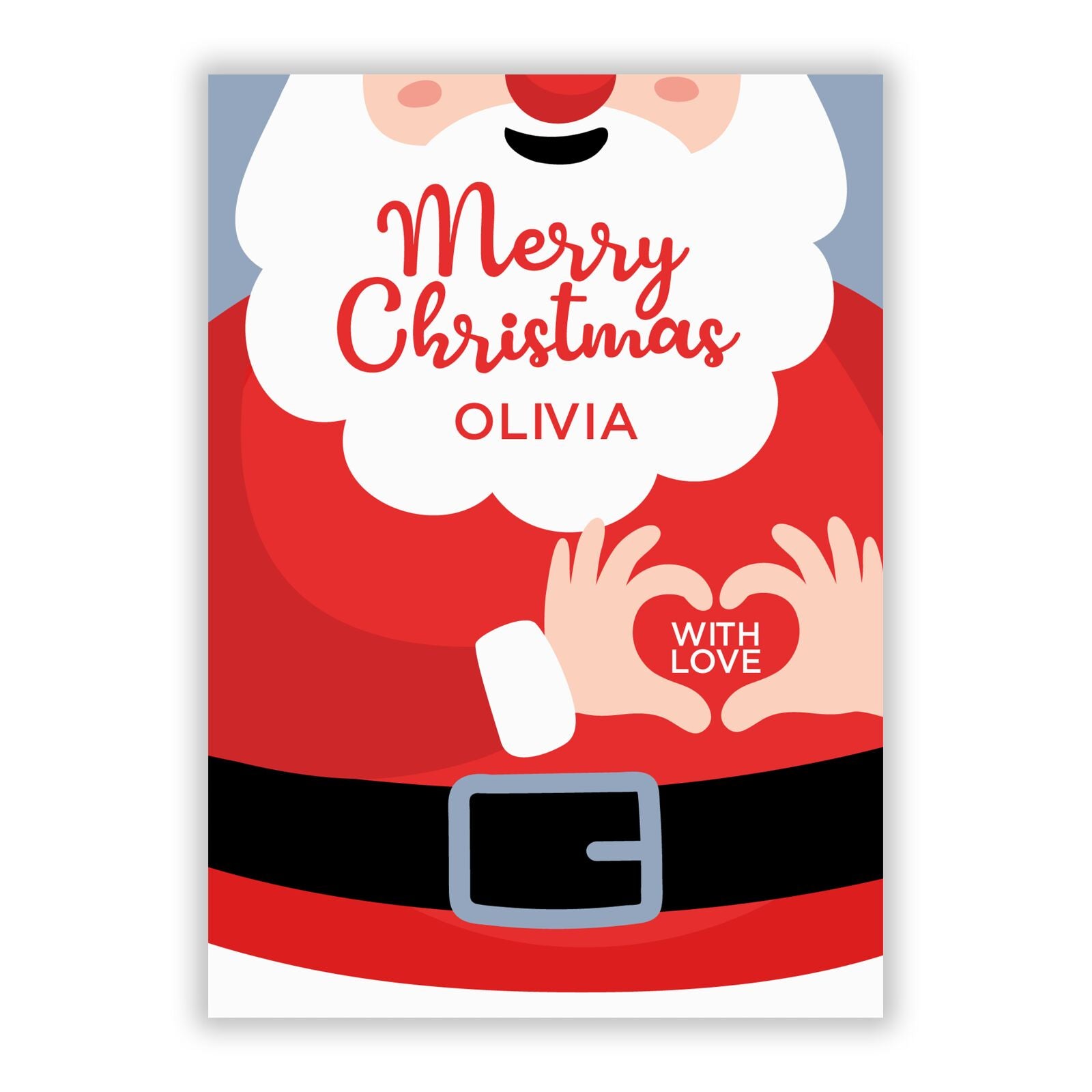 Love From Santa with Name A5 Flat Greetings Card