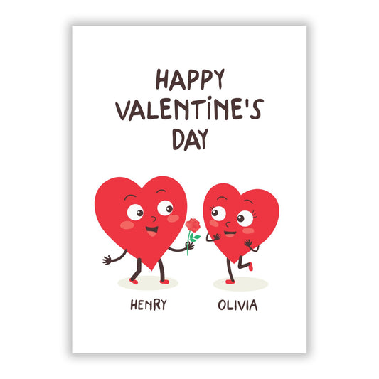 Love Heart Couples Custom A5 Flat Greetings Card
