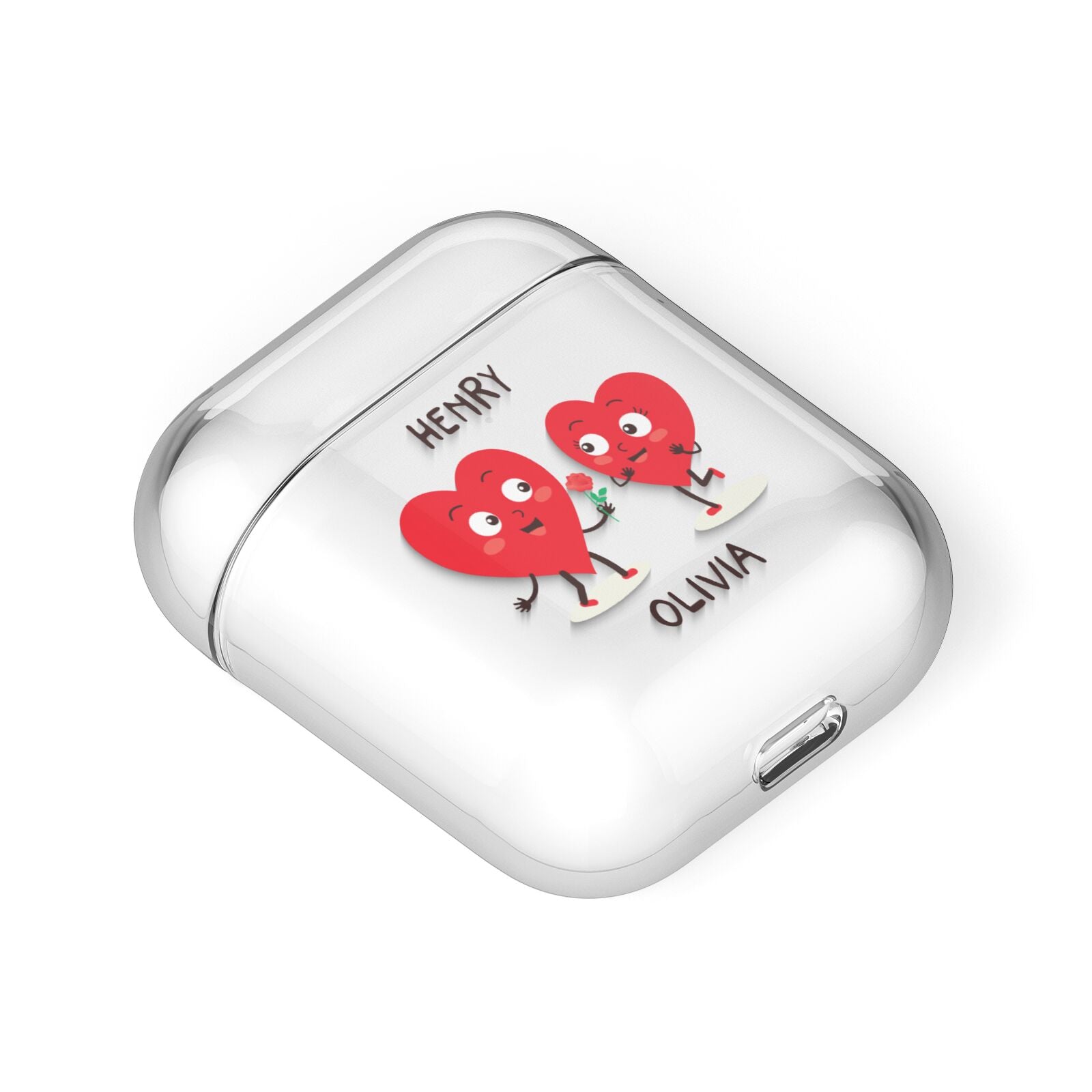 Love Heart Couples Custom AirPods Case Laid Flat