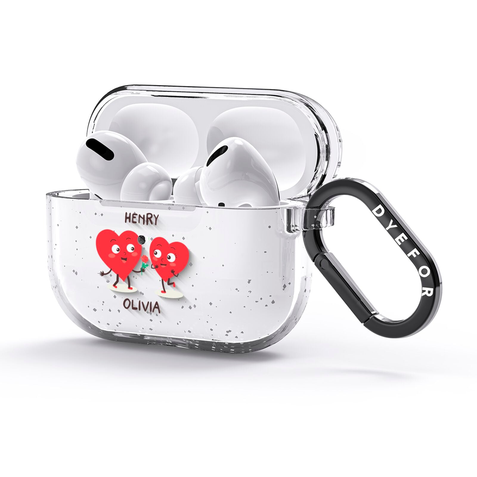 Love Heart Couples Custom AirPods Glitter Case 3rd Gen Side Image