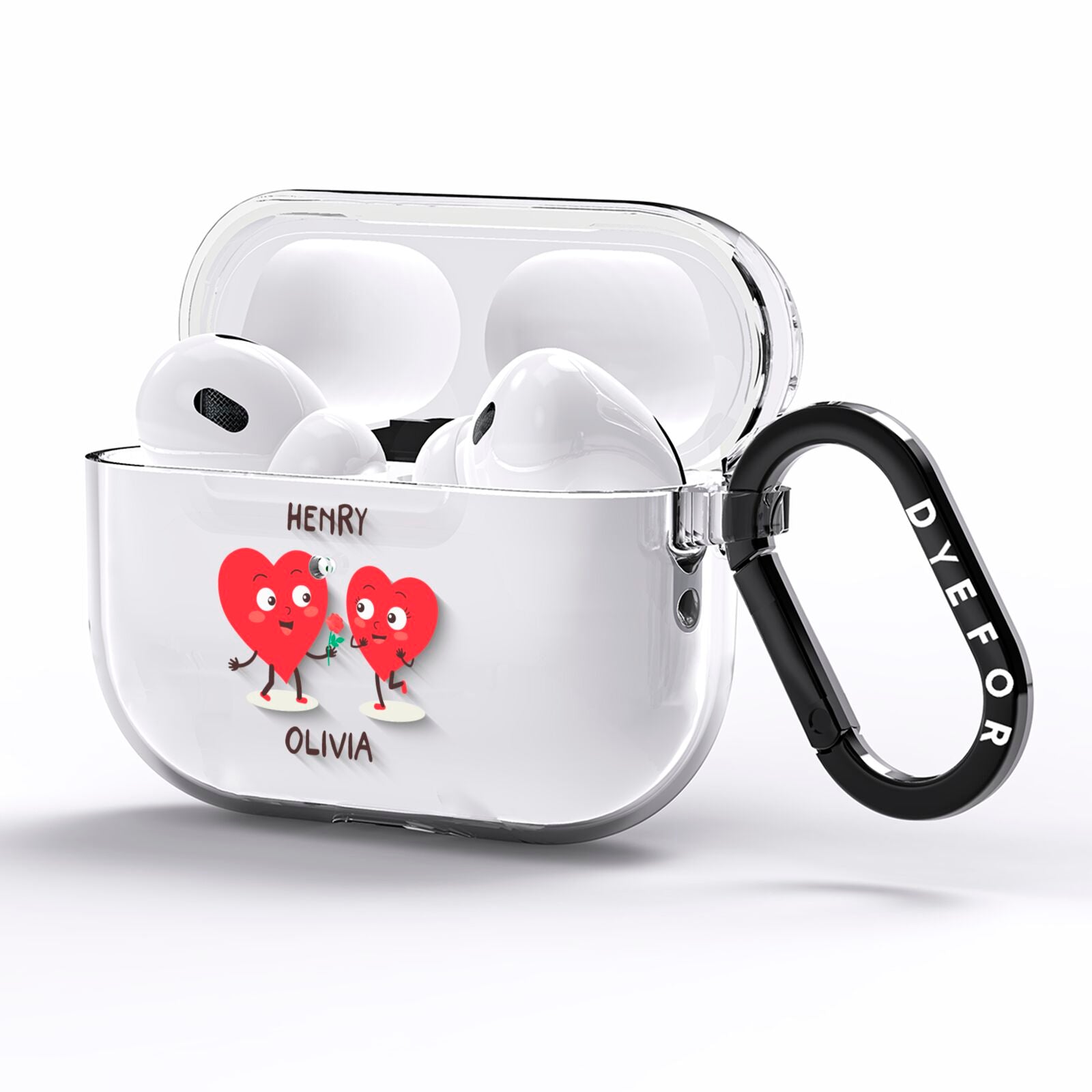 Love Heart Couples Custom AirPods Pro Clear Case Side Image