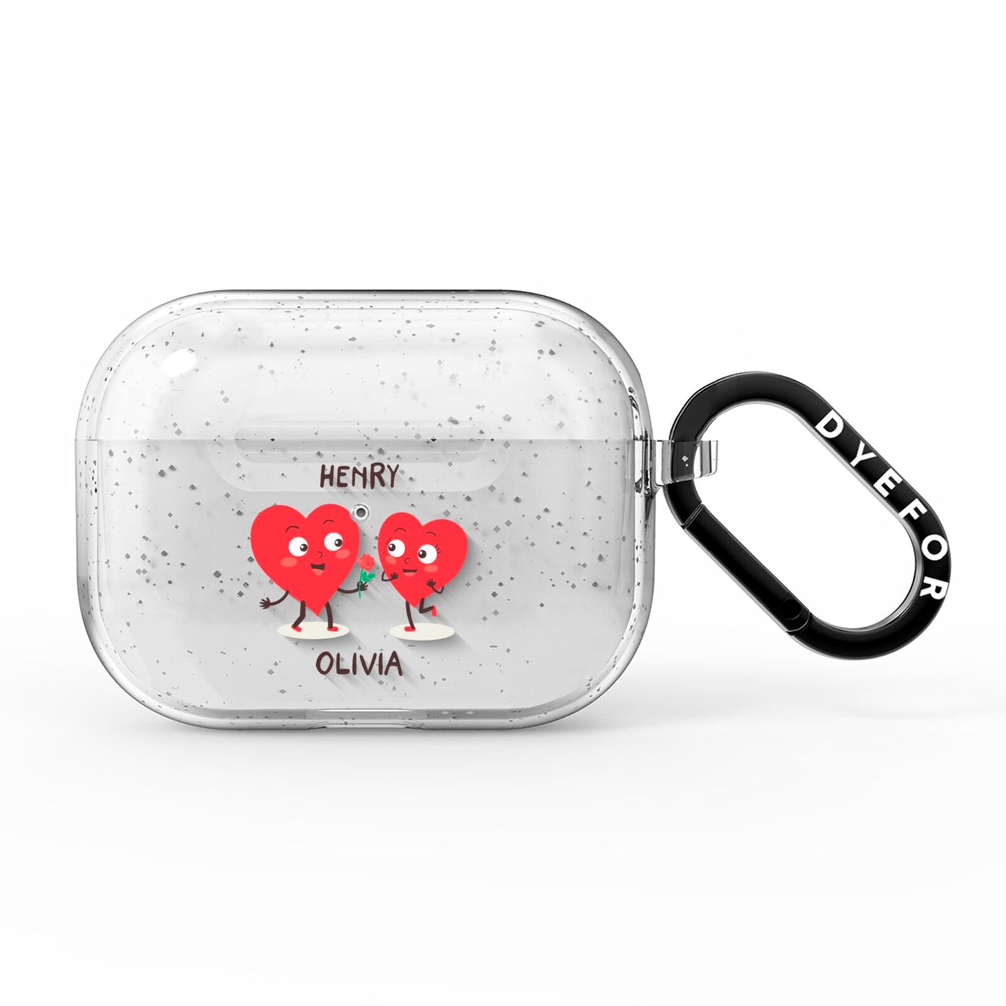 Love Heart Couples Custom AirPods Pro Glitter Case