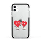Love Heart Couples Custom Apple iPhone 11 in White with Black Impact Case