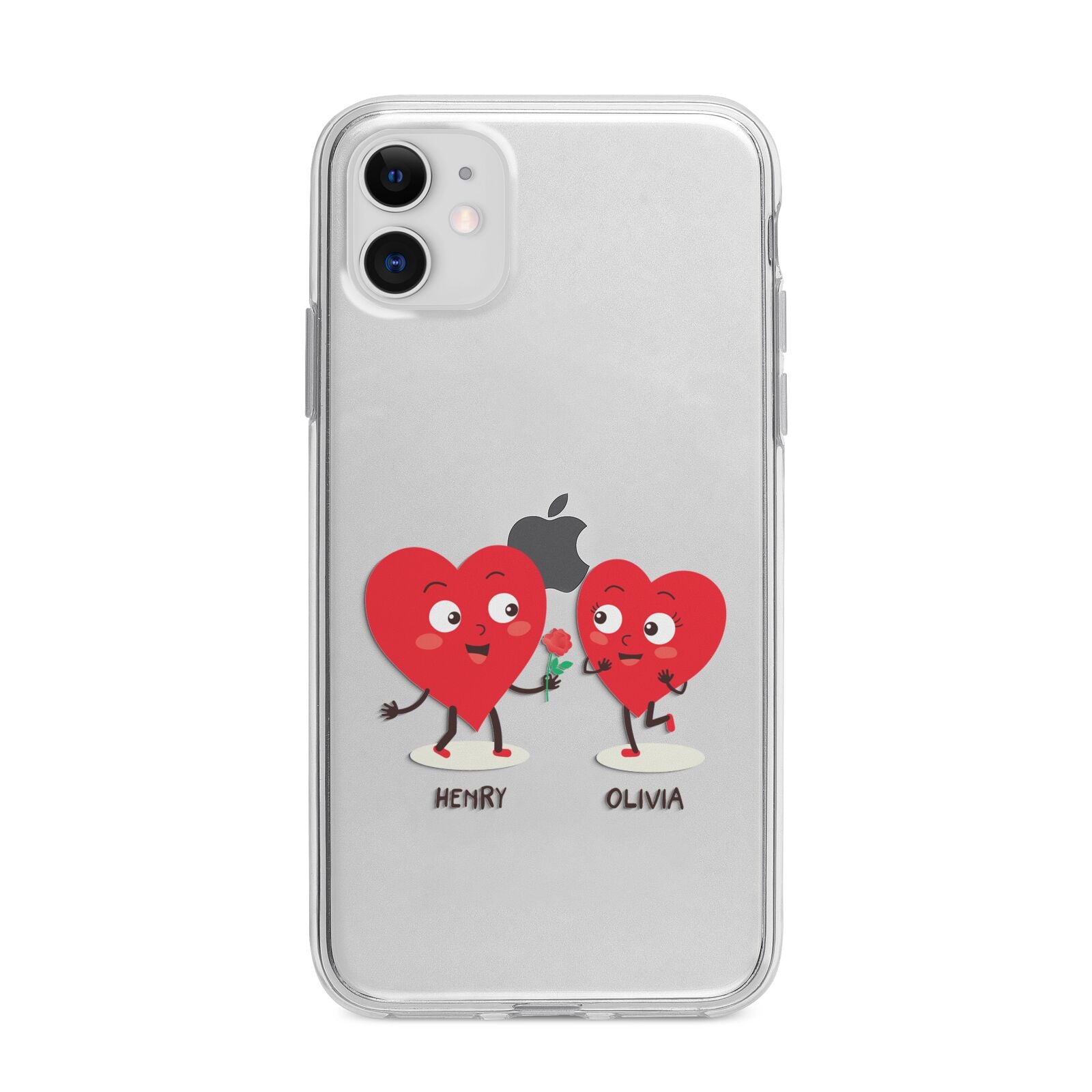 Love Heart Couples Custom Apple iPhone 11 in White with Bumper Case