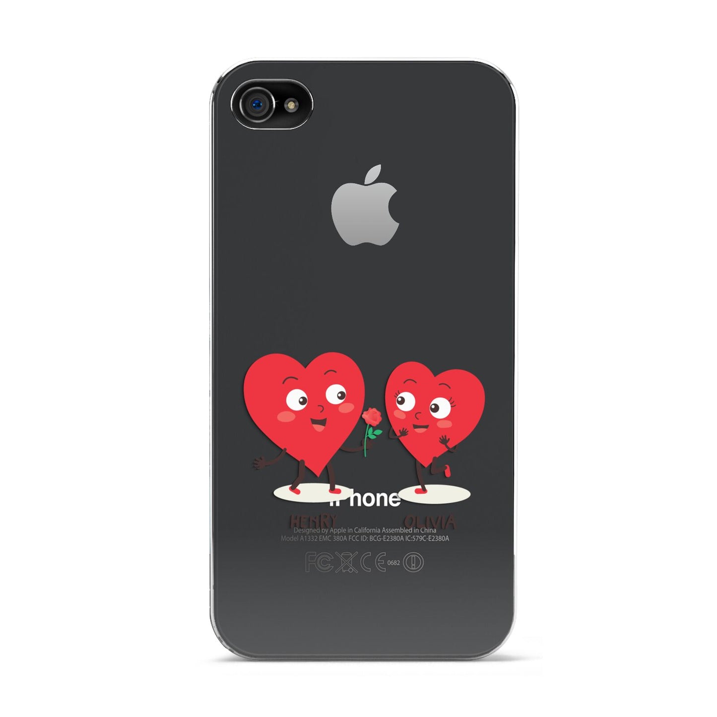 Love Heart Couples Custom Apple iPhone 4s Case
