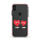 Love Heart Couples Custom Apple iPhone Xs Impact Case Pink Edge on Black Phone