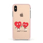 Love Heart Couples Custom Apple iPhone Xs Impact Case Pink Edge on Gold Phone