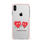 Love Heart Couples Custom Apple iPhone Xs Max Impact Case Pink Edge on Silver Phone