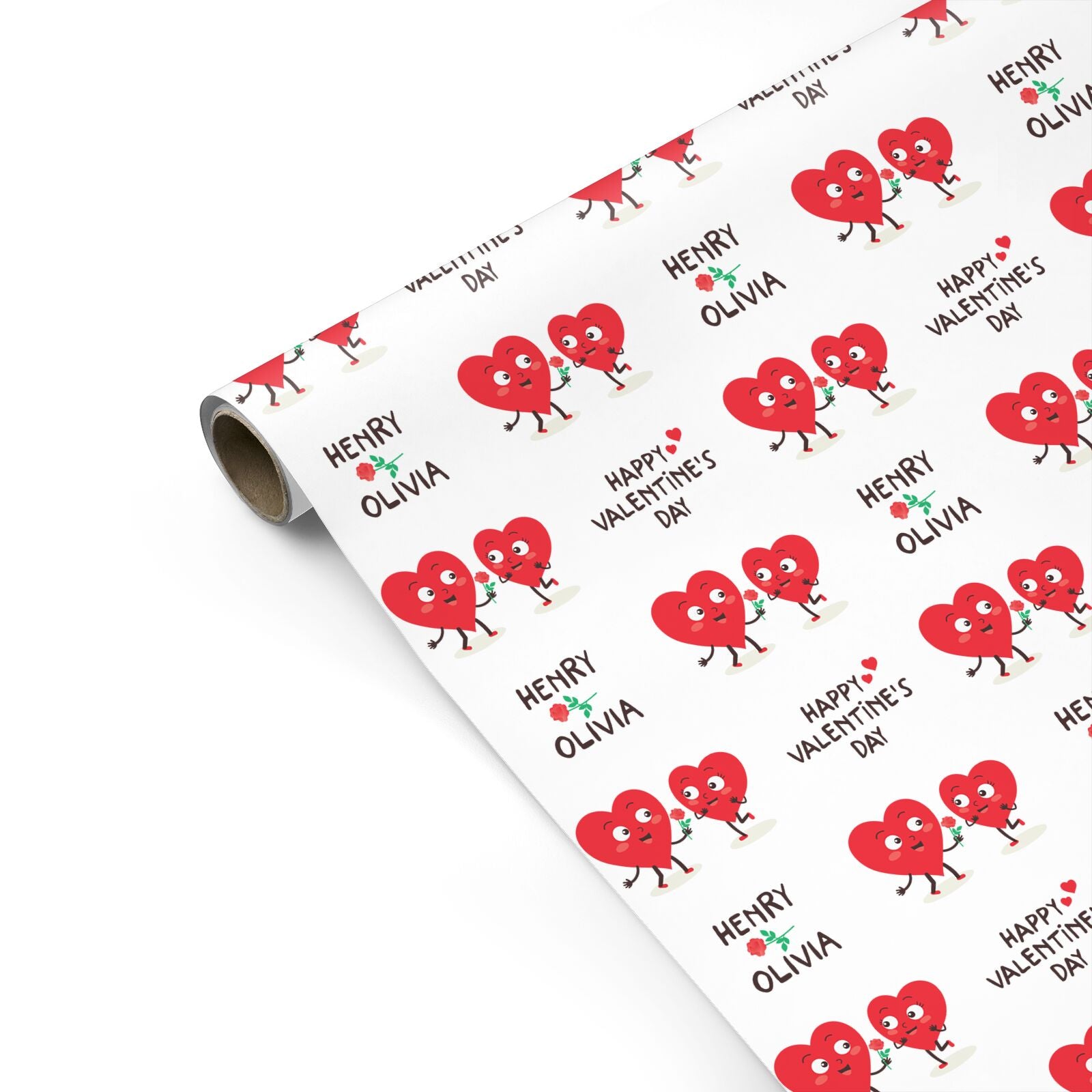 Love Heart Couples Custom Personalised Gift Wrap