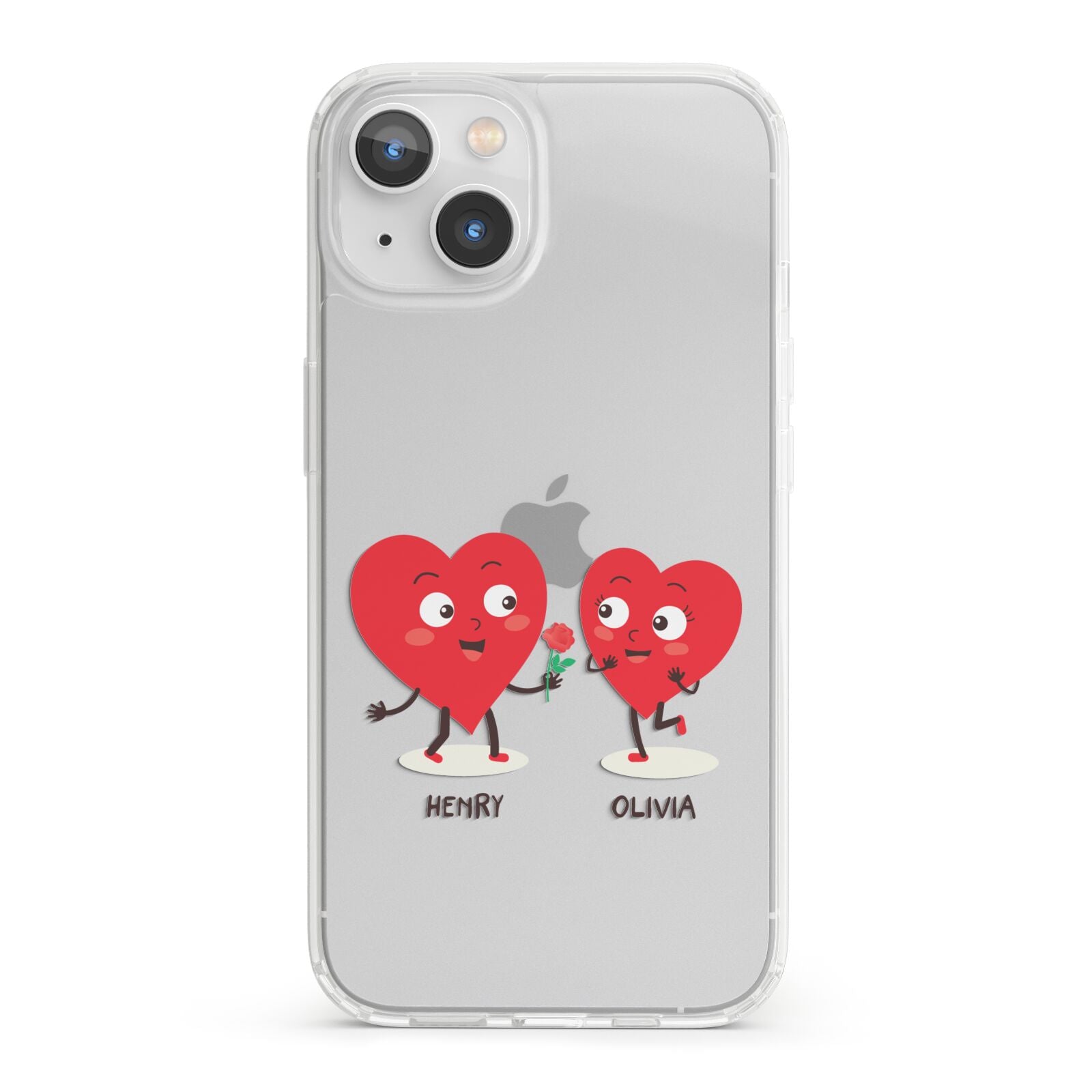 Love Heart Couples Custom iPhone 13 Clear Bumper Case