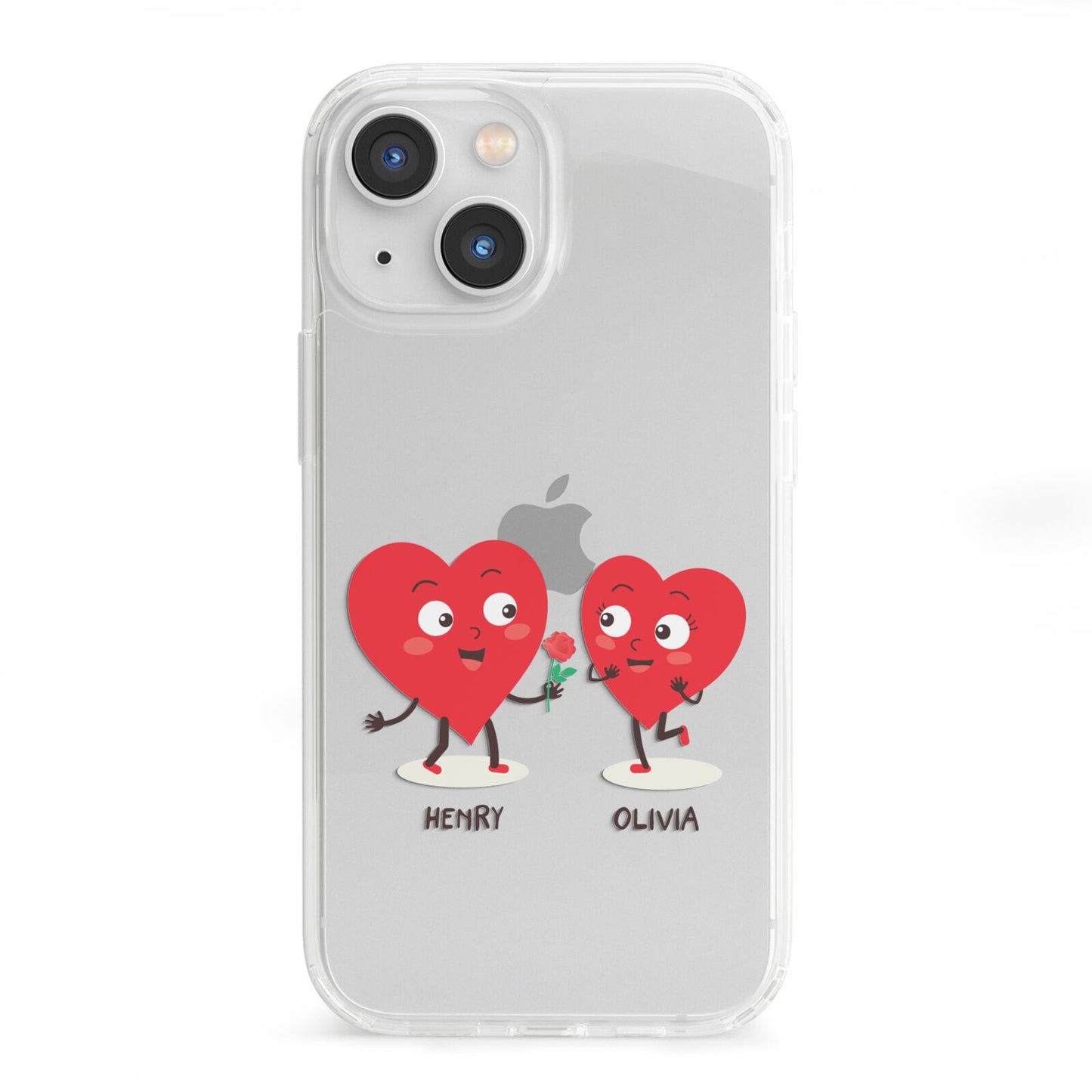 Love Heart Couples Custom iPhone 13 Mini Clear Bumper Case