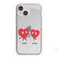 Love Heart Couples Custom iPhone 13 Mini TPU Impact Case with Pink Edges