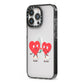 Love Heart Couples Custom iPhone 13 Pro Black Impact Case Side Angle on Silver phone