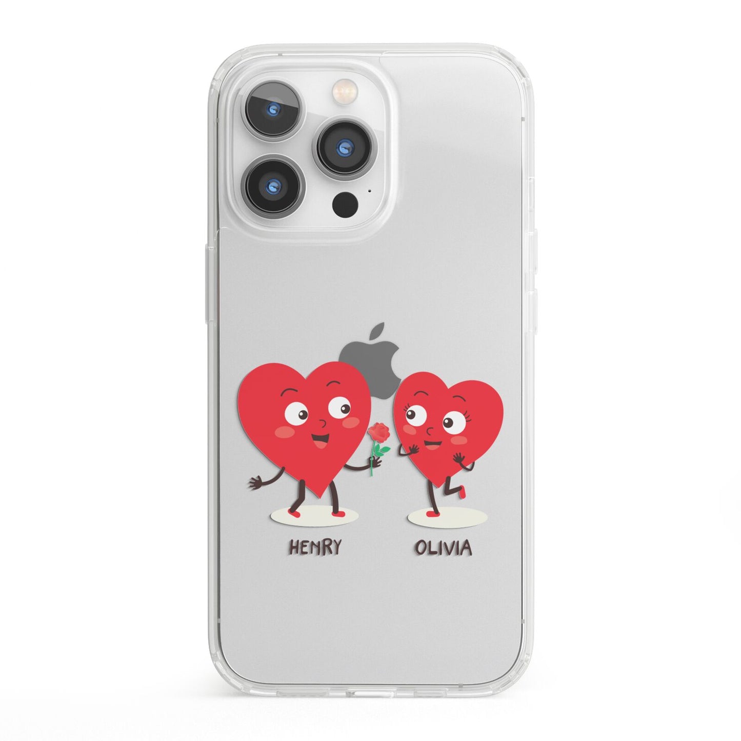 Love Heart Couples Custom iPhone 13 Pro Clear Bumper Case