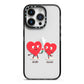 Love Heart Couples Custom iPhone 14 Pro Black Impact Case on Silver phone
