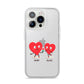 Love Heart Couples Custom iPhone 14 Pro Clear Tough Case Silver