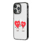 Love Heart Couples Custom iPhone 14 Pro Max Black Impact Case Side Angle on Silver phone