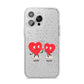 Love Heart Couples Custom iPhone 14 Pro Max Glitter Tough Case Silver