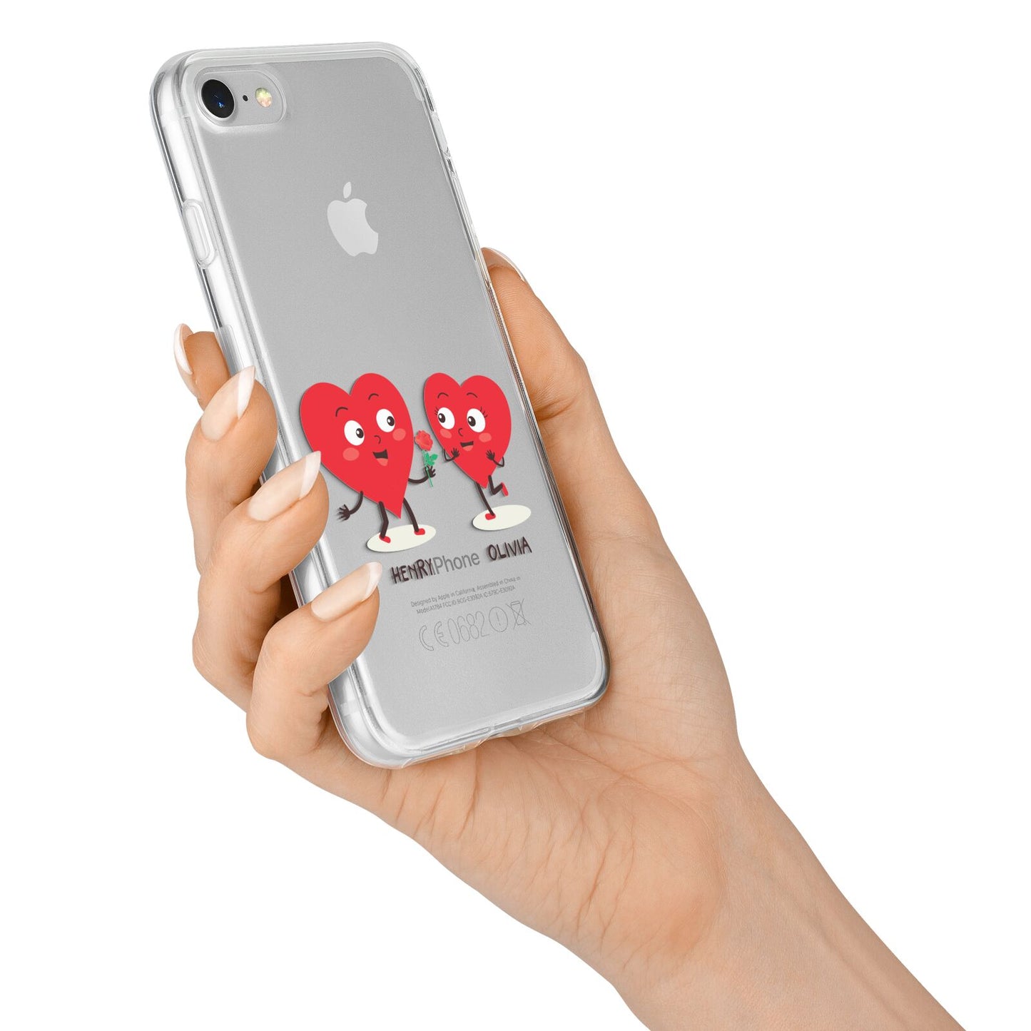 Love Heart Couples Custom iPhone 7 Bumper Case on Silver iPhone Alternative Image