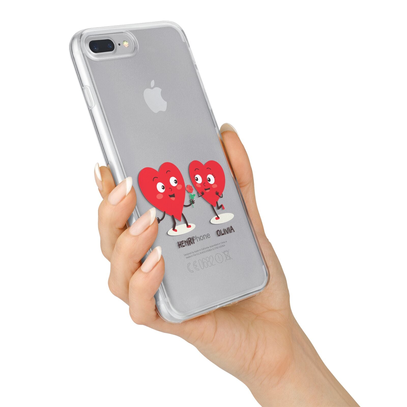 Love Heart Couples Custom iPhone 7 Plus Bumper Case on Silver iPhone Alternative Image