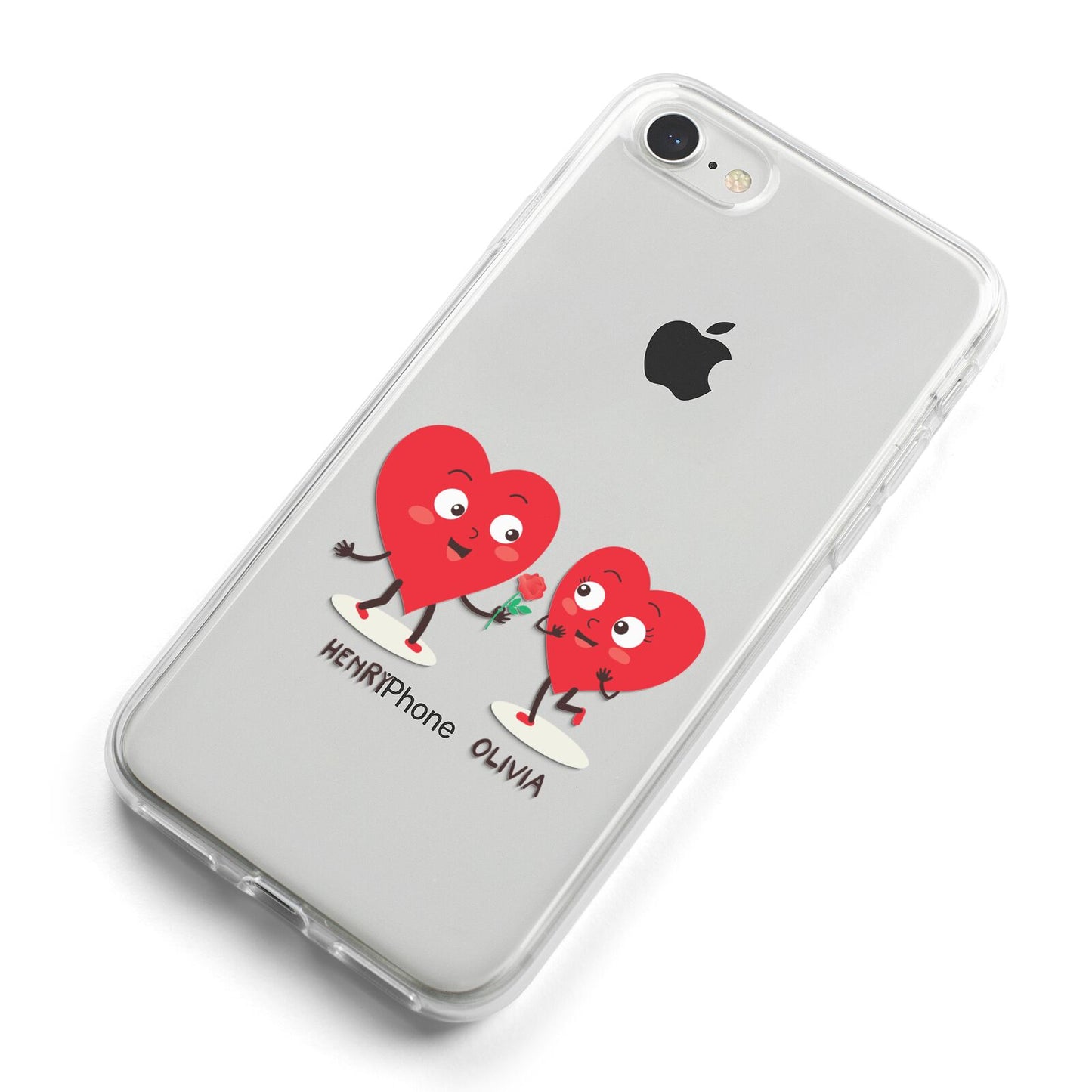 Love Heart Couples Custom iPhone 8 Bumper Case on Silver iPhone Alternative Image