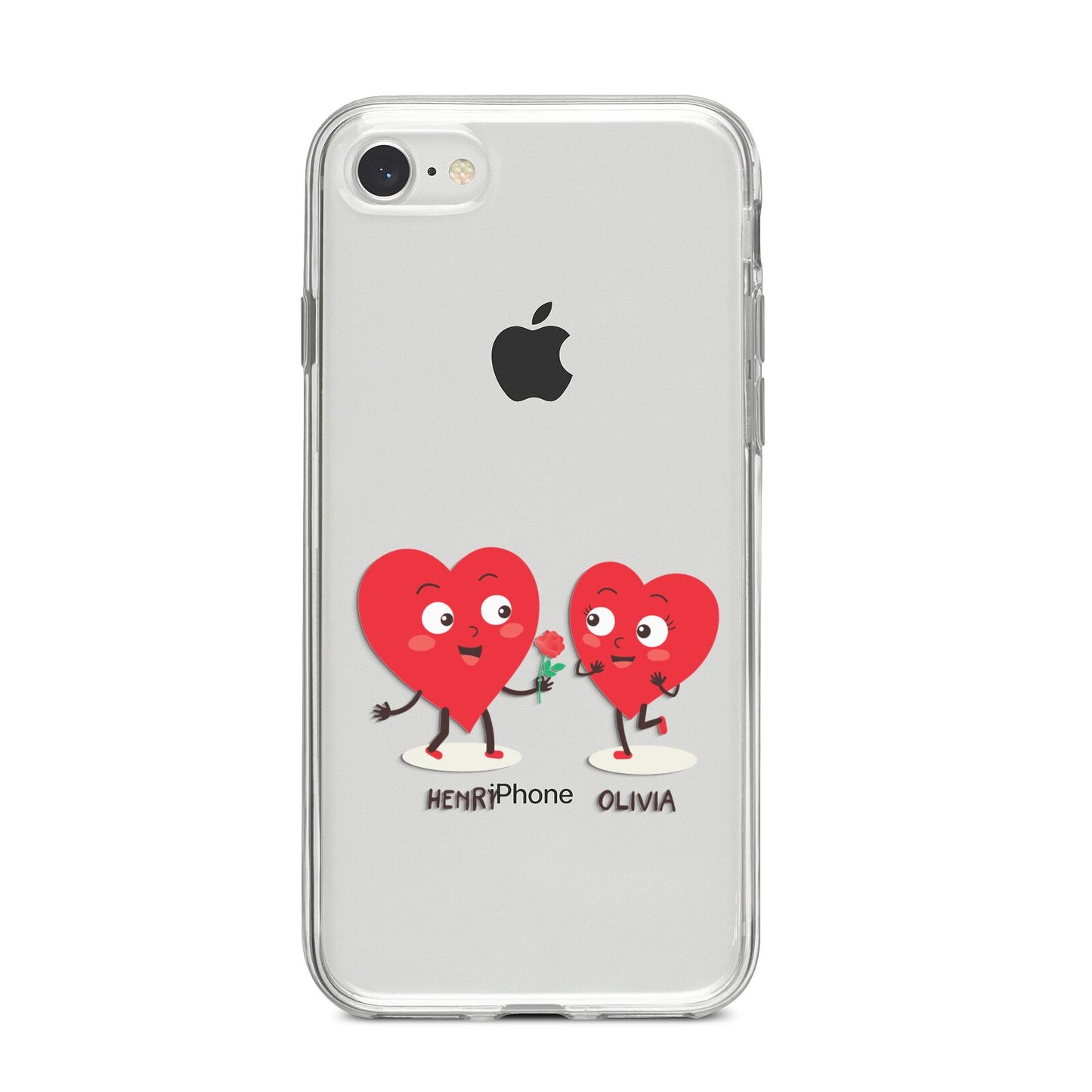 Love Heart Couples Custom iPhone 8 Bumper Case on Silver iPhone