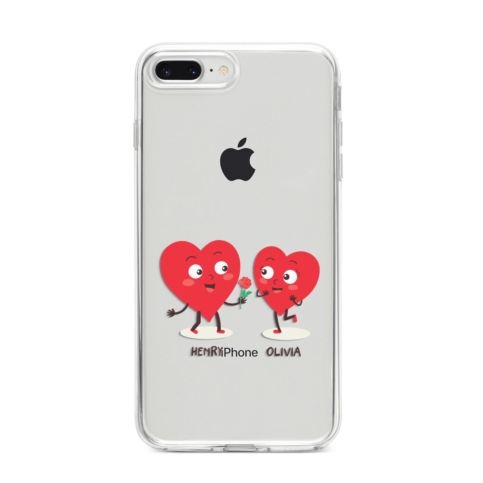 Love Heart Couples Custom iPhone 8 Plus Bumper Case on Silver iPhone