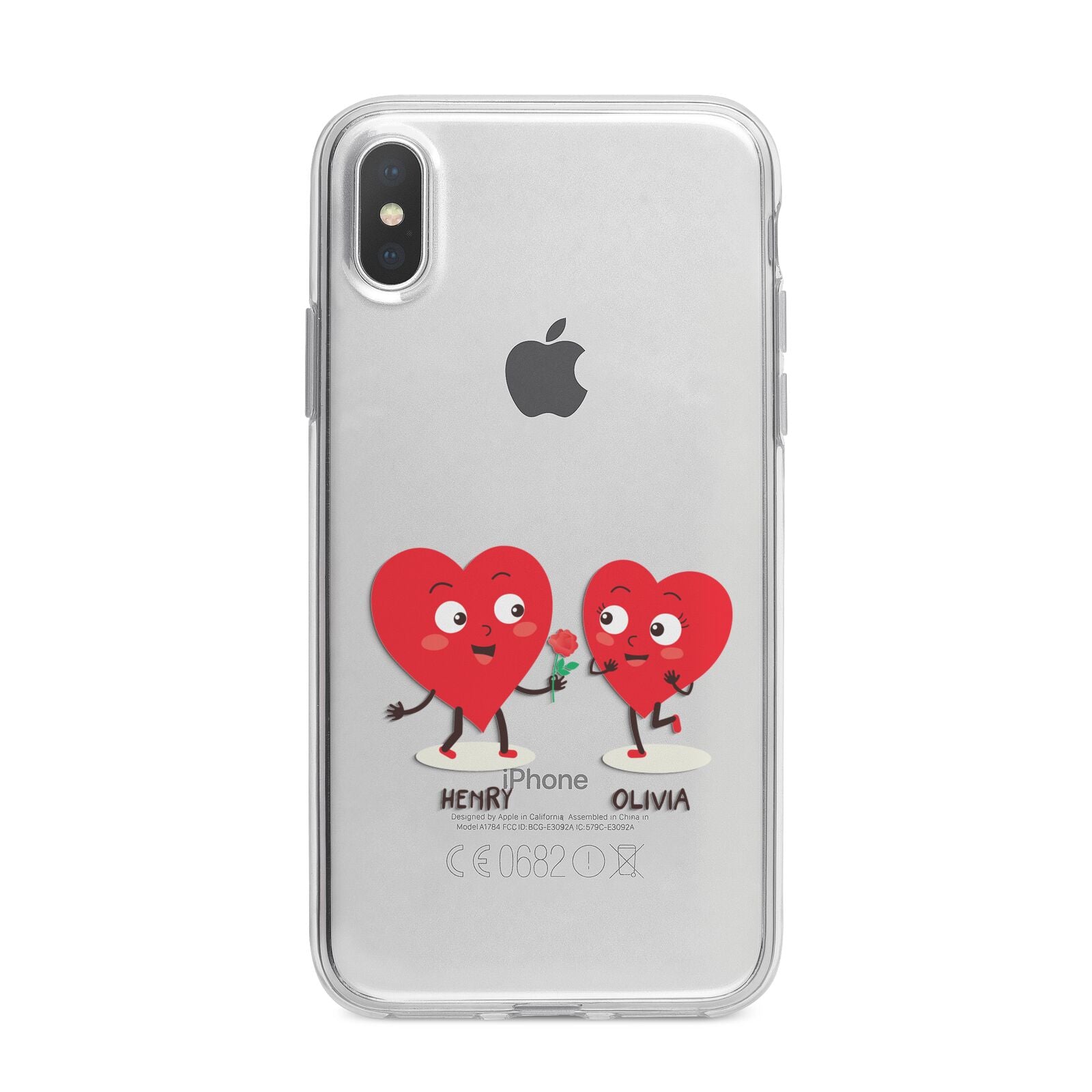 Love Heart Couples Custom iPhone X Bumper Case on Silver iPhone Alternative Image 1