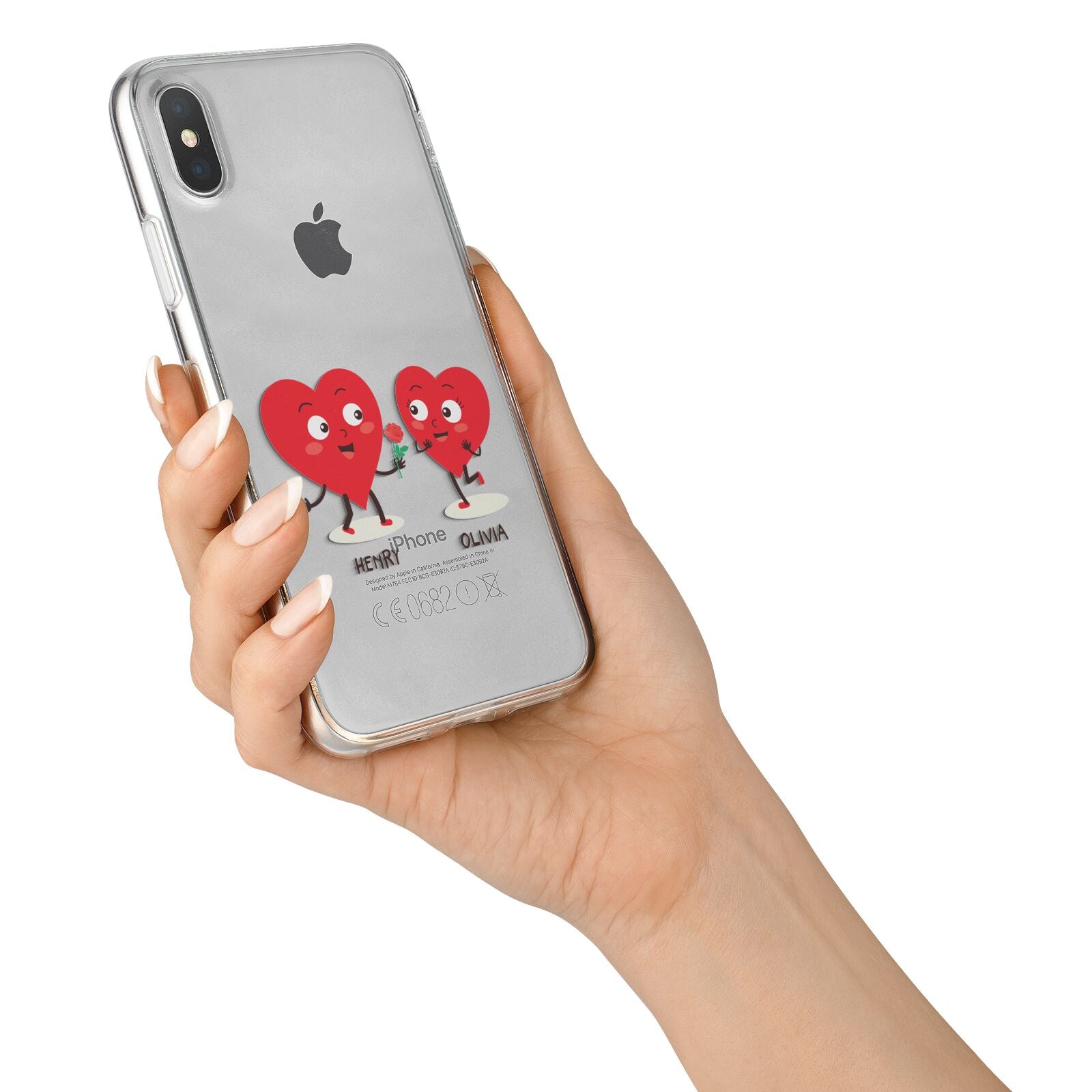 Love Heart Couples Custom iPhone X Bumper Case on Silver iPhone Alternative Image 2