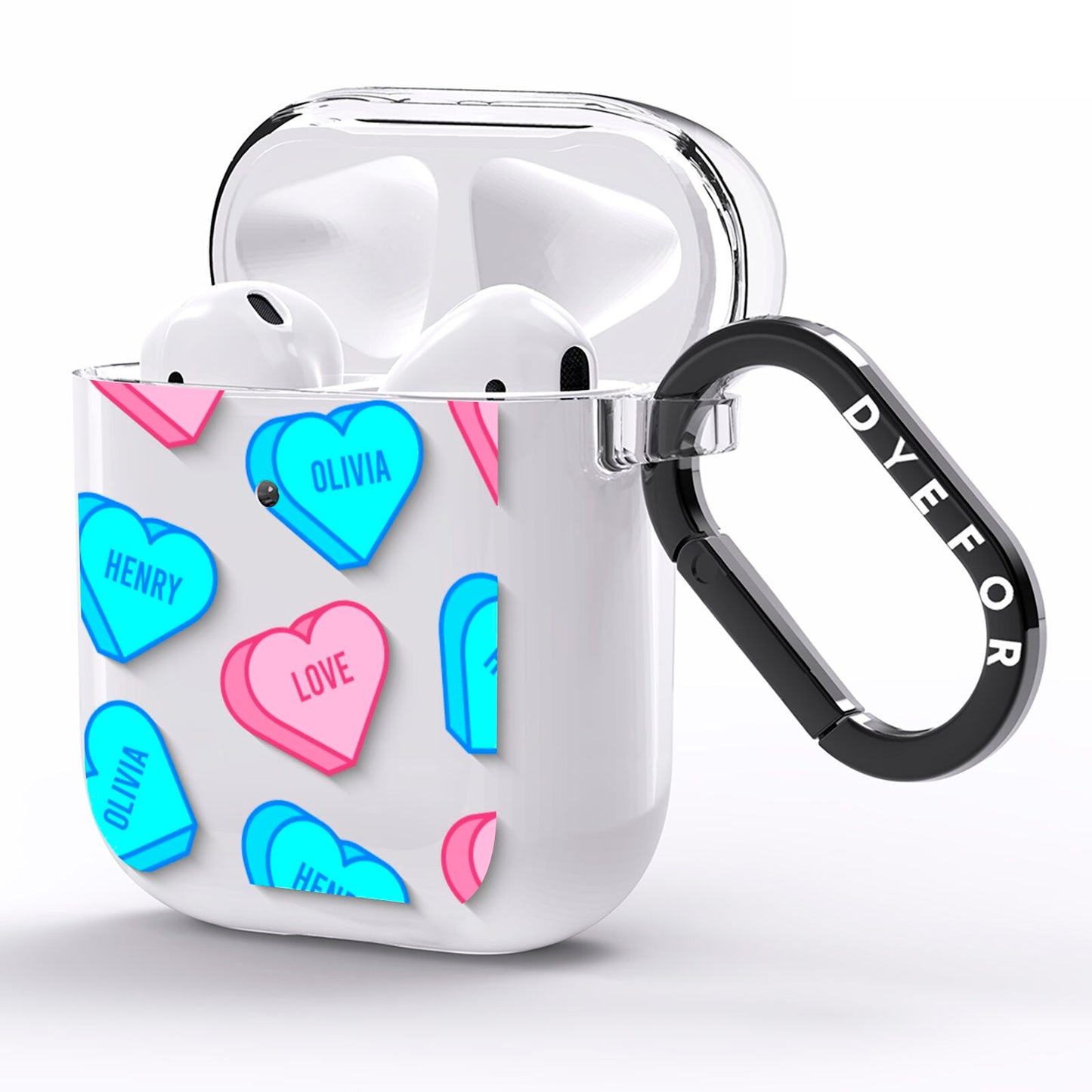Love Heart Sweets with Names AirPods Clear Case Side Image