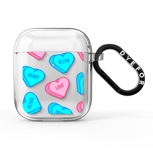 Love Heart Sweets with Names AirPods Clear Case