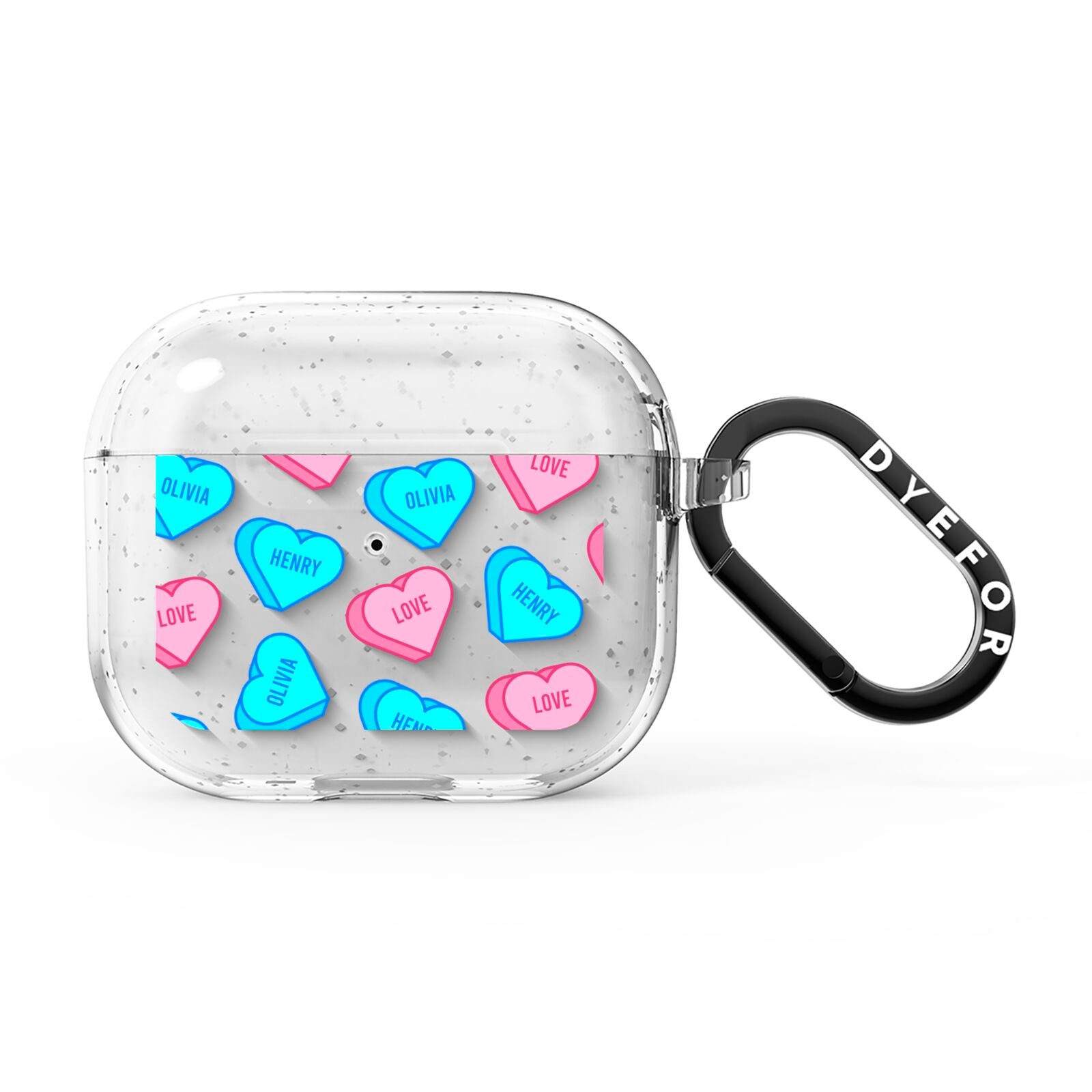 Love Heart Sweets with Names AirPods Glitter Case 3rd Gen
