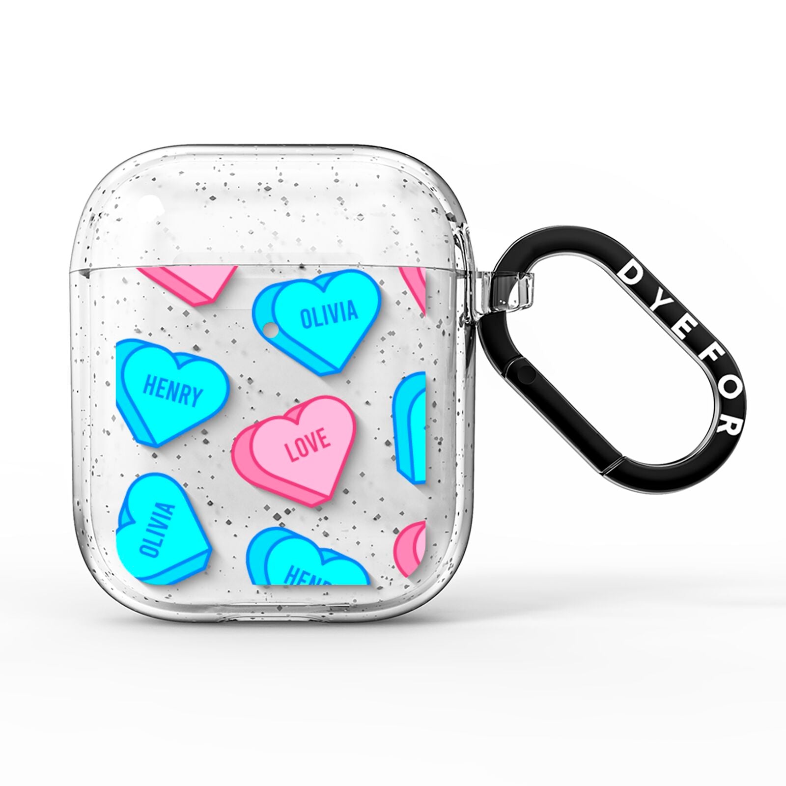 Love Heart Sweets with Names AirPods Glitter Case