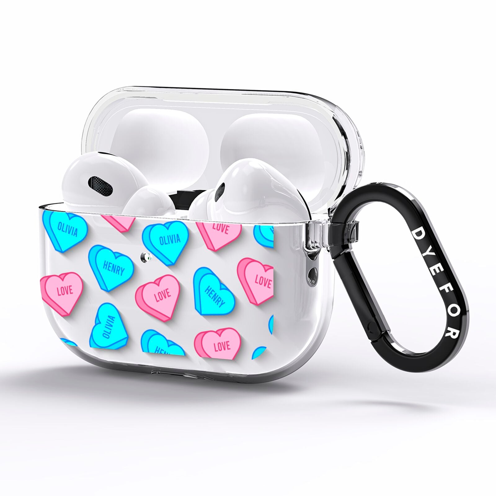 Love Heart Sweets with Names AirPods Pro Clear Case Side Image