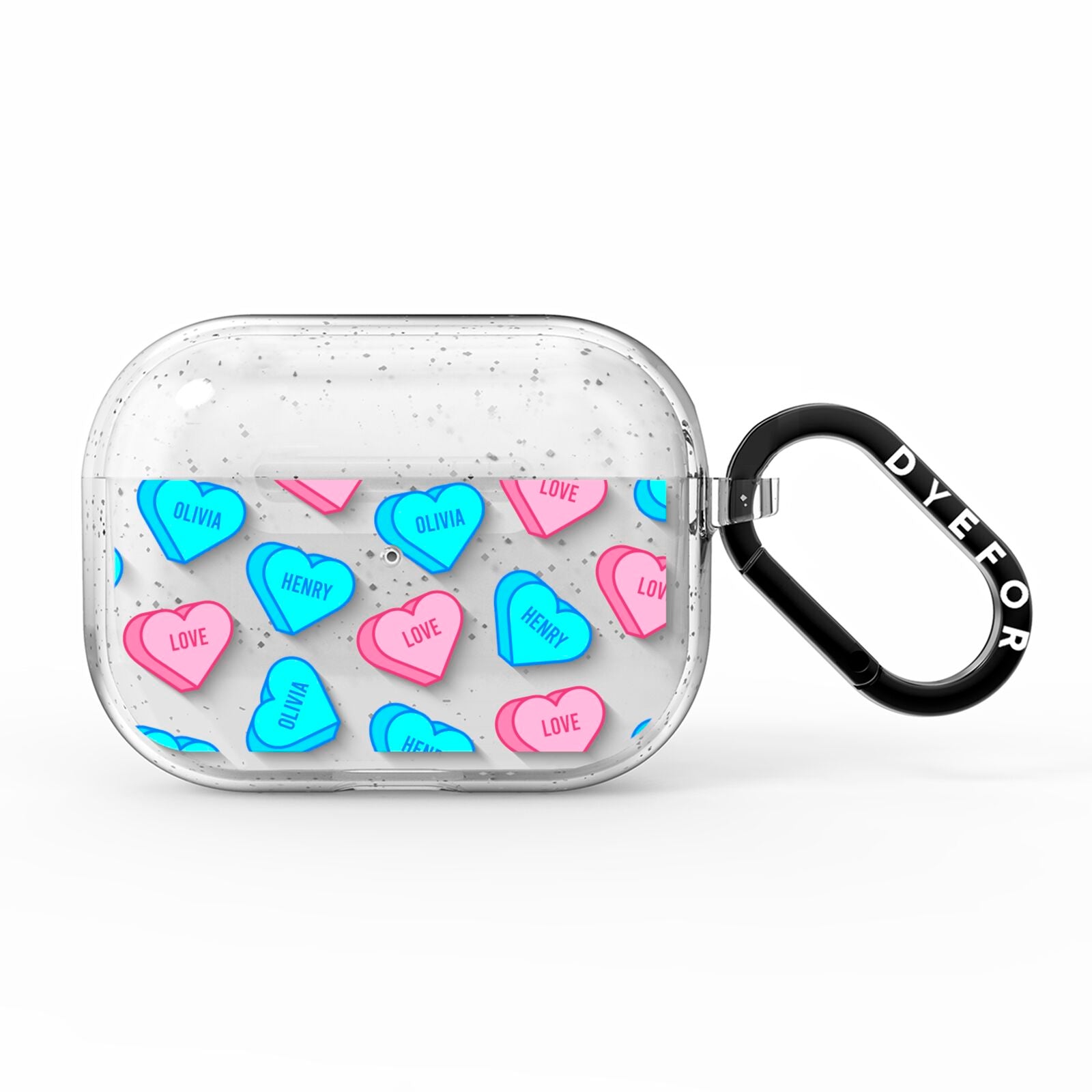 Love Heart Sweets with Names AirPods Pro Glitter Case