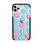 Love Heart Sweets with Names Apple iPhone 11 Pro Max in Silver with Black Impact Case