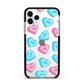 Love Heart Sweets with Names Apple iPhone 11 Pro in Silver with Black Impact Case