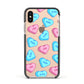 Love Heart Sweets with Names Apple iPhone Xs Impact Case Black Edge on Gold Phone